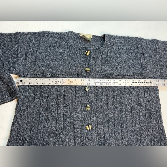Celtic Clothing 100% Merino Wool Cable Knit Cardigan Made in Ireland Womens M - Picture 5 of 11